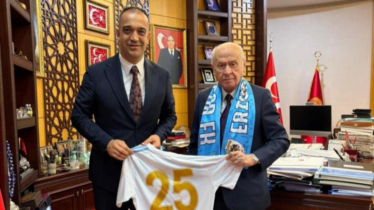 MHP’li Yurdagül’den lider Bahçeli’ye şampiyonluk ziyareti: Erzurumspor forması takdim edildi