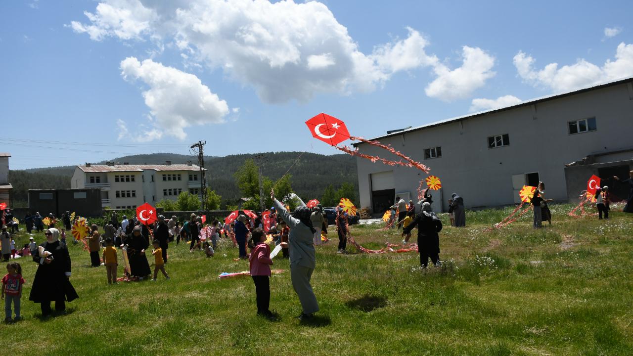Sarıkamış'ta gökyüzü uçurtmalarla renklendi