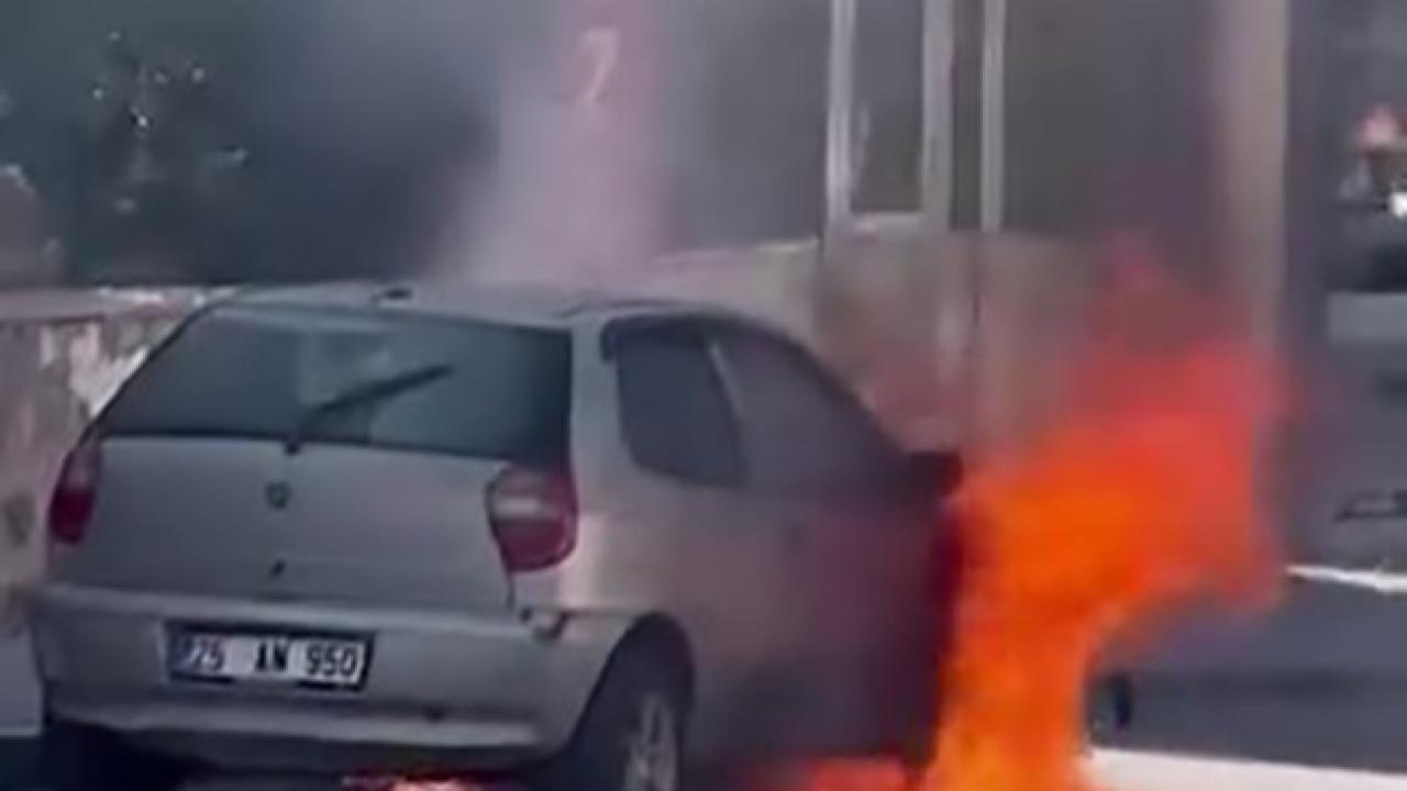 Erzurum’da otomobil alev topuna döndü