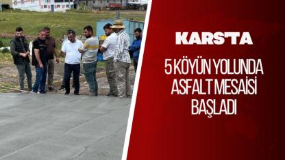 Kars'ta 5 köyün yolunda asfalt mesaisi başladı